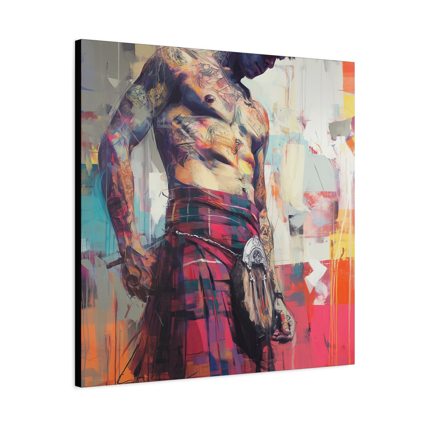 Gallery Wrapped Canvas, Kilts and Carnage Art Canvas, Erotic Pinup Art Canvas – Angus