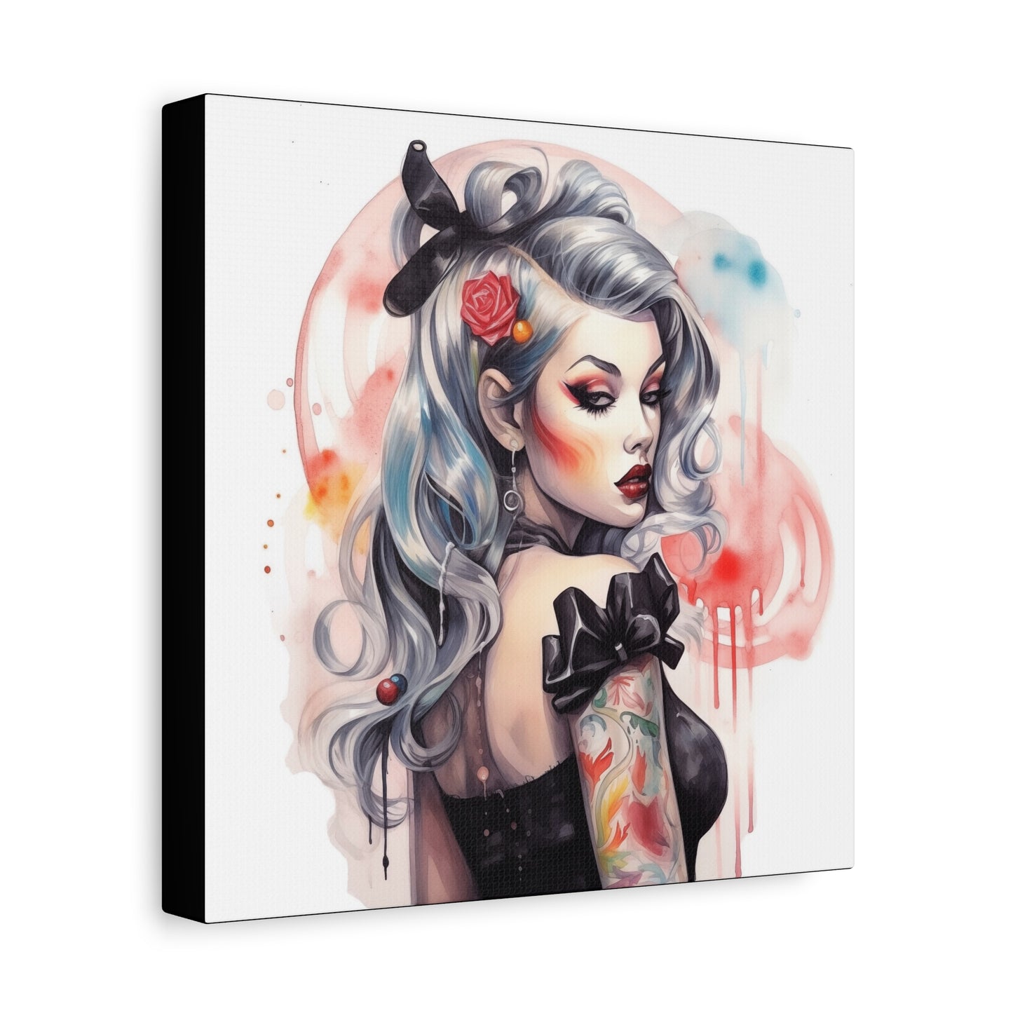 Gallery Wrapped Canvas, Edgy Tattooed Beauty, Urban Pop Art Canvas – Sabella