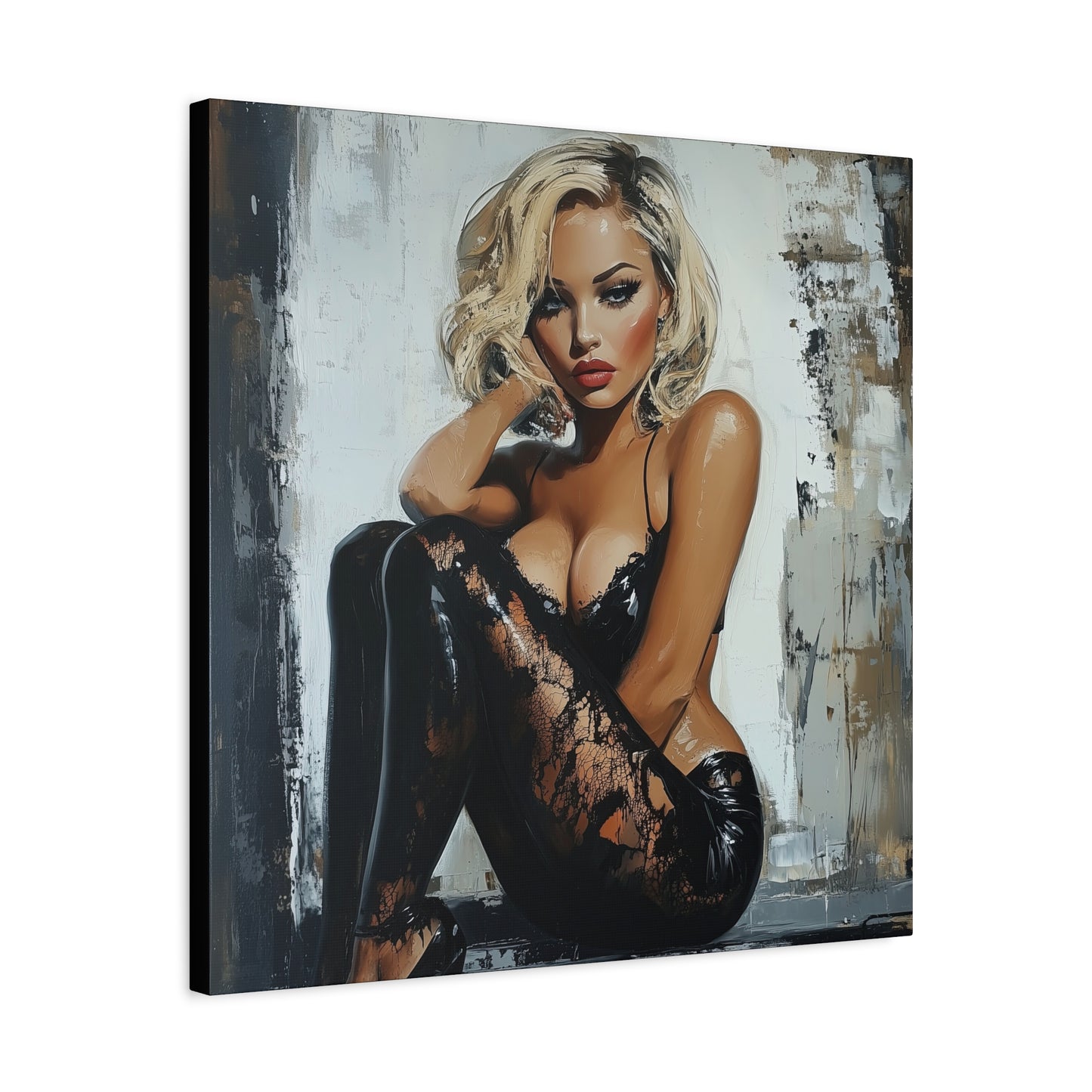 Gallery Wrapped Canvas, Guilt and Grit Adult Art Canvas, Erotic Pinup Art Canvas – Dasha