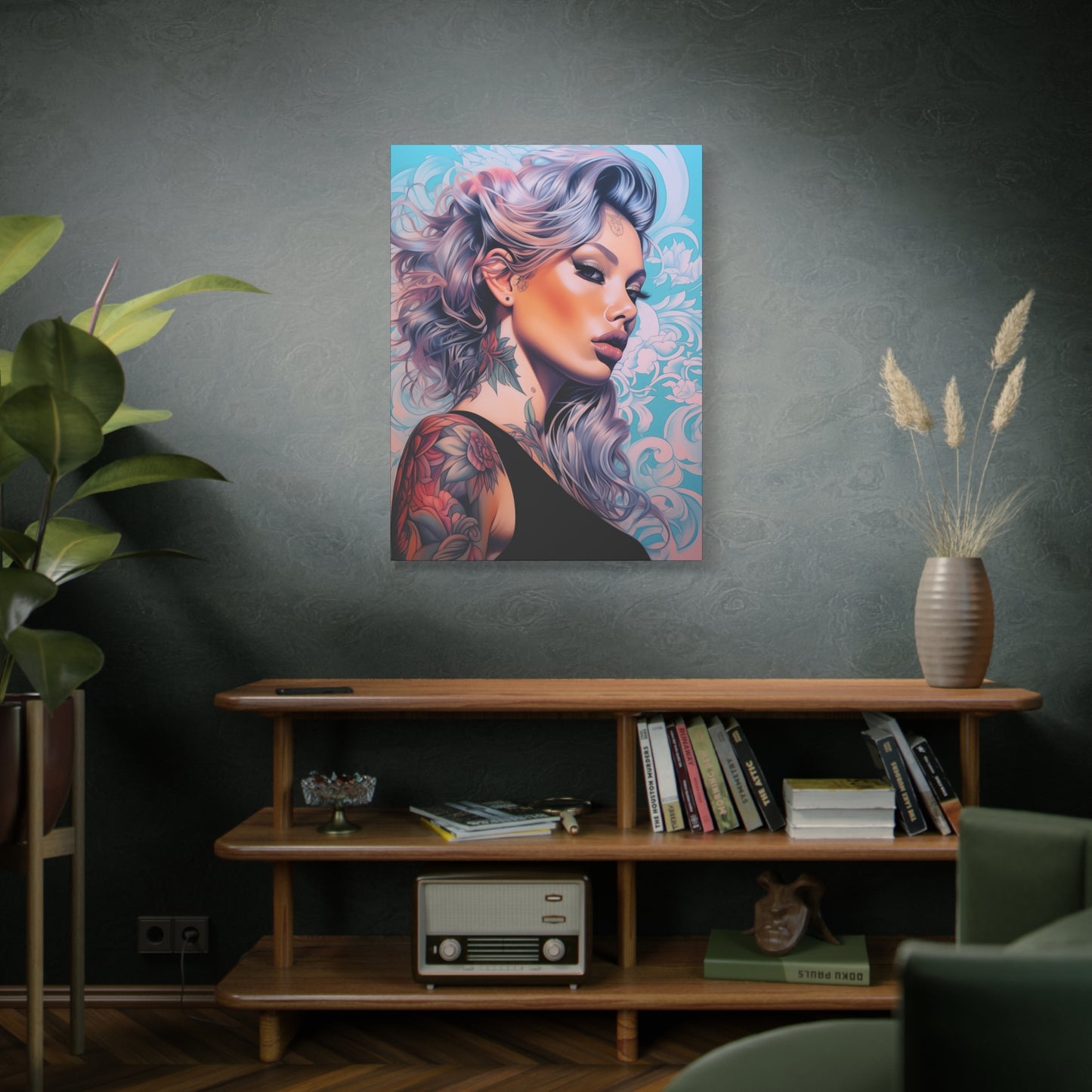 Gallery Wrapped Canvas, Edgy Tattooed Beauty, Urban Pop Art Canvas – Arabella