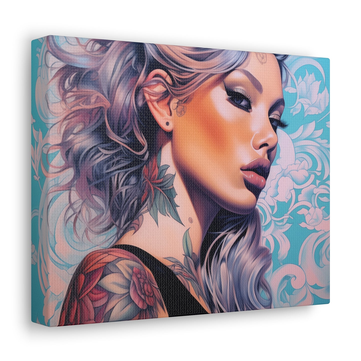 Gallery Wrapped Canvas, Edgy Tattooed Beauty, Urban Pop Art Canvas – Arabella