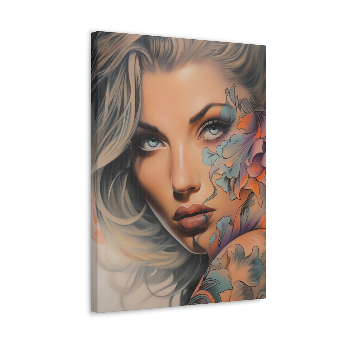 Gallery Wrapped Canvas, Edgy Tattooed Beauty, Urban Pop Art Canvas – Bella