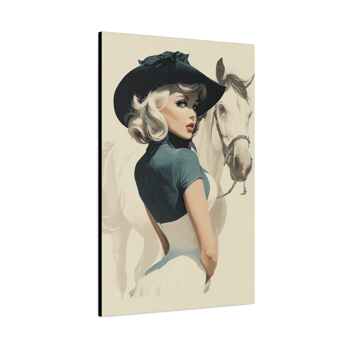 Gallery Wrapped Canvas, Wranglers and Wreckage Art Canvas, Erotic Pinup Art Canvas – Ruby