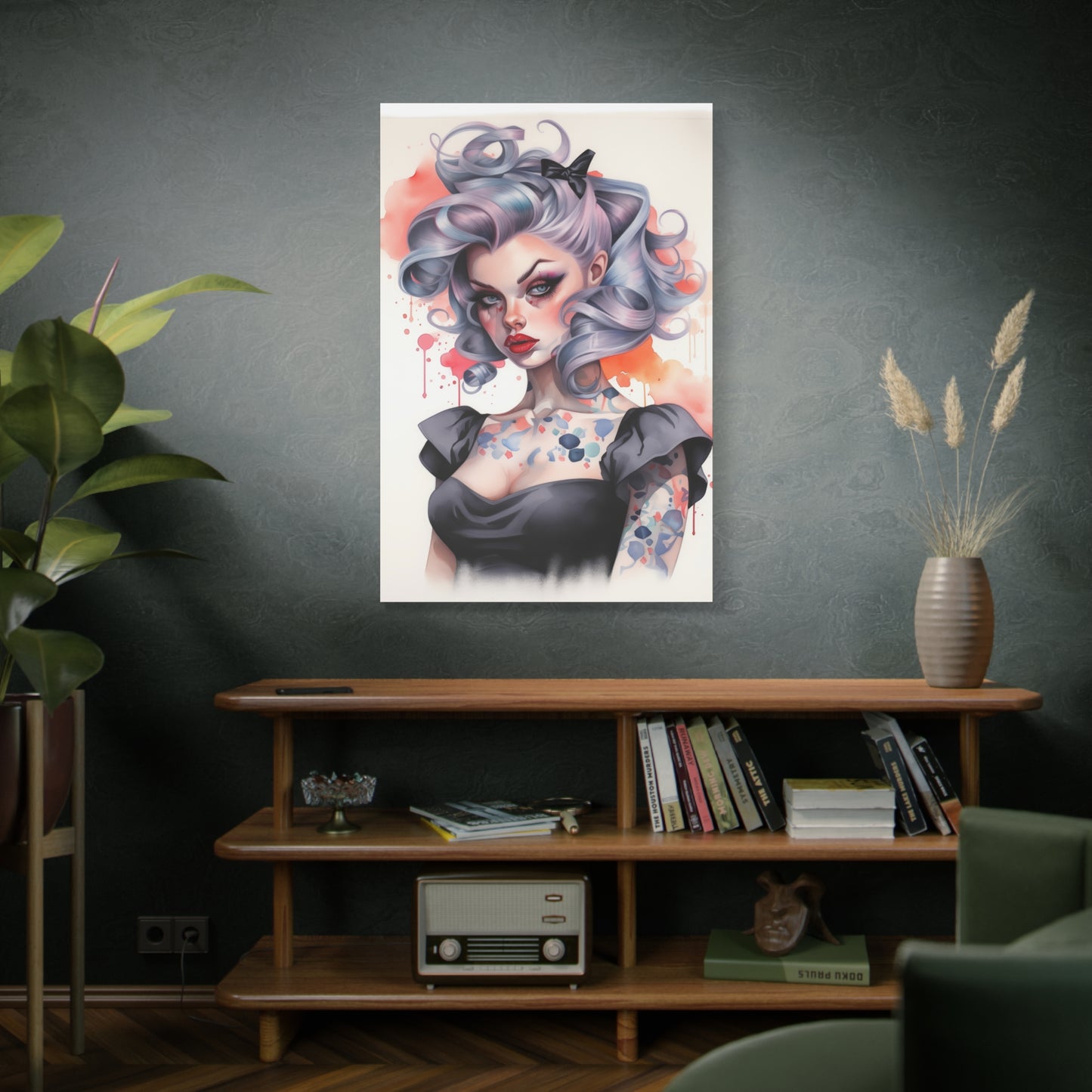 Gallery Wrapped Canvas, Edgy Tattooed Beauty, Urban Pop Art Canvas – Noelle