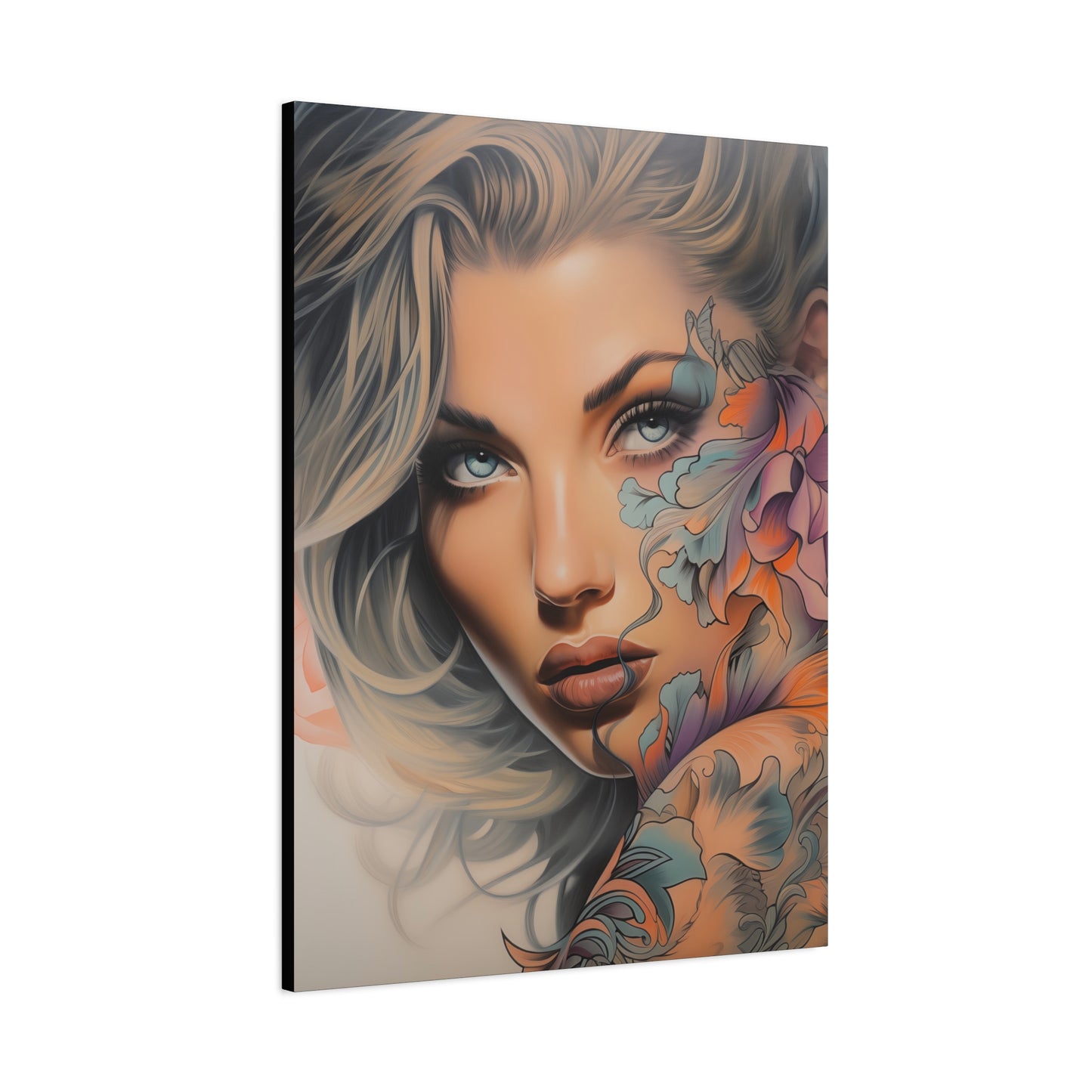 Gallery Wrapped Canvas, Edgy Tattooed Beauty, Urban Pop Art Canvas – Bella