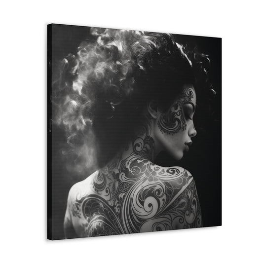 Canvas Gallery Wrap - Black and White Photography - Tattooed and Smoking Again