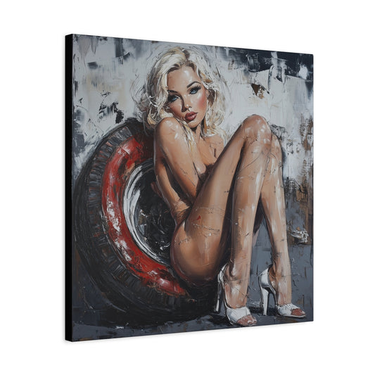 Gallery Wrapped Canvas, Guilt and Grit Adult Art Canvas, Erotic Pinup Art Canvas – Elara