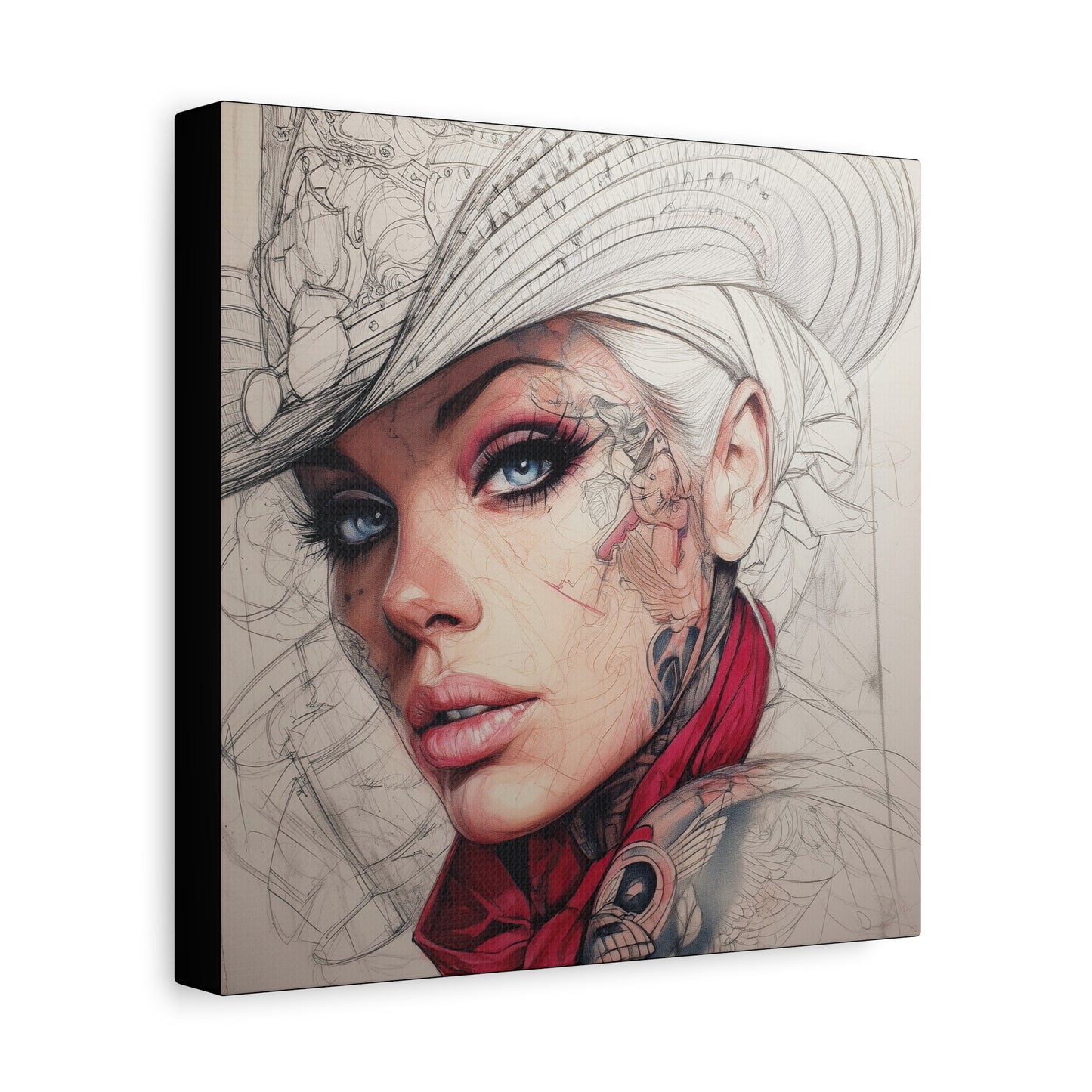 Gallery Wrapped Canvas, Wranglers and Wreckage Art Canvas, Erotic Pinup Art Canvas – Pearl
