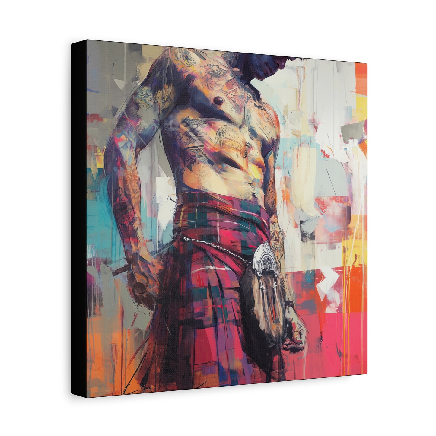 Gallery Wrapped Canvas, Kilts and Carnage Art Canvas, Erotic Pinup Art Canvas – Angus