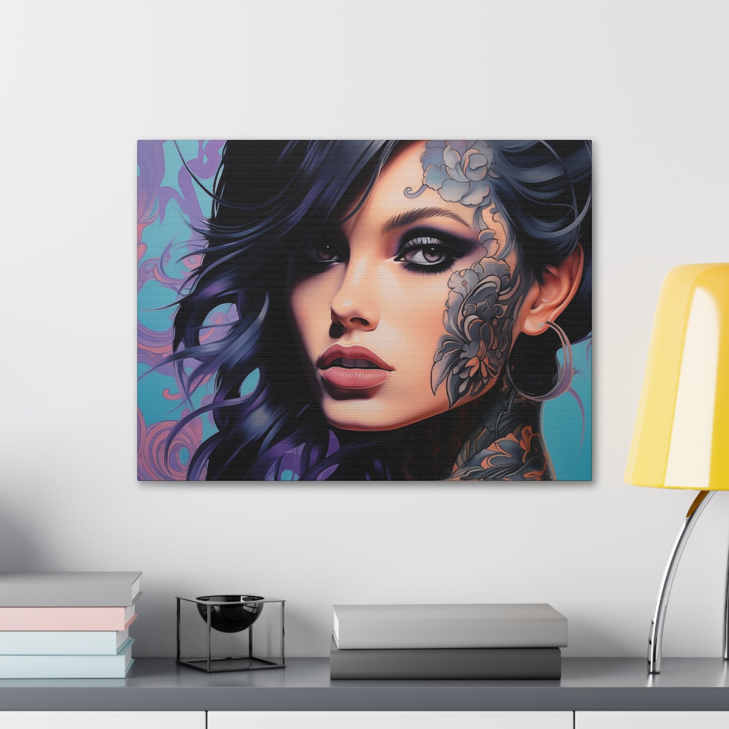 Gallery Wrapped Canvas, Edgy Tattooed Beauty, Urban Pop Art Canvas – Dominique
