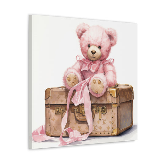 Canvas Gallery Wrap - LV Bear Wall Art - Gold Buttons