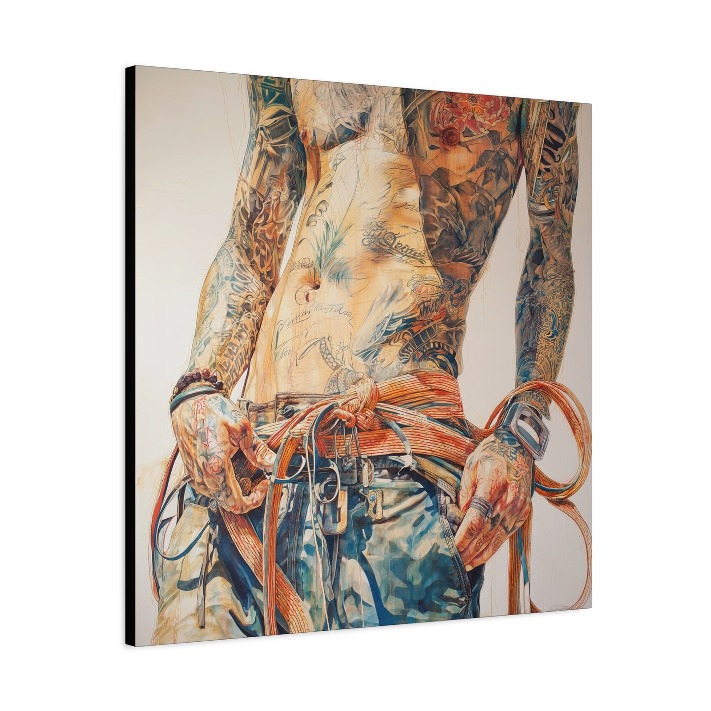 Gallery Wrapped Canvas, Ropes and Reverence Art Canvas, Erotic Shibari Art Canvas – Leif