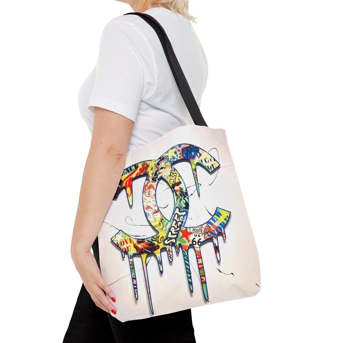 Designer Inspired Tote Bag, Utility Tote - Logo Graffiti Art  Tote