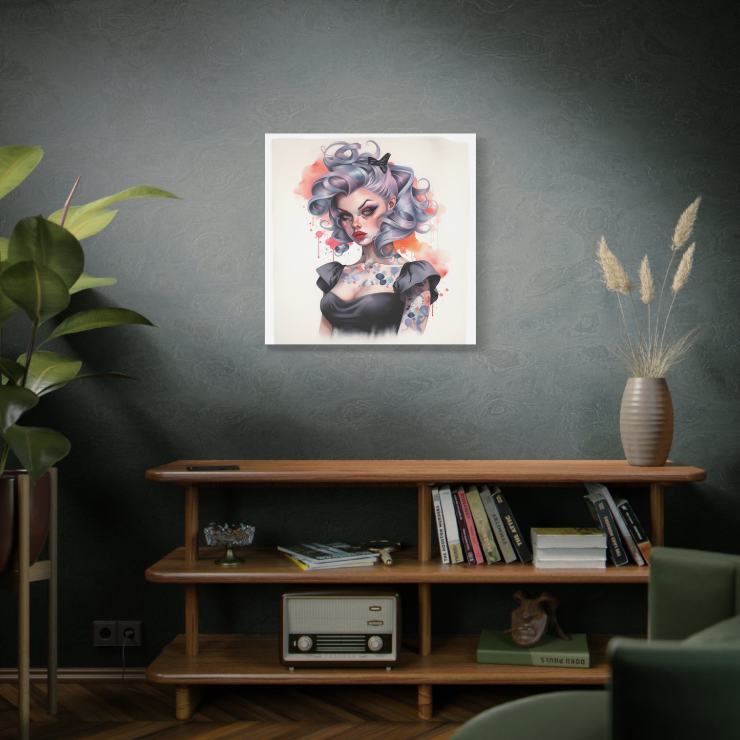 Gallery Wrapped Canvas, Edgy Tattooed Beauty, Urban Pop Art Canvas – Noelle