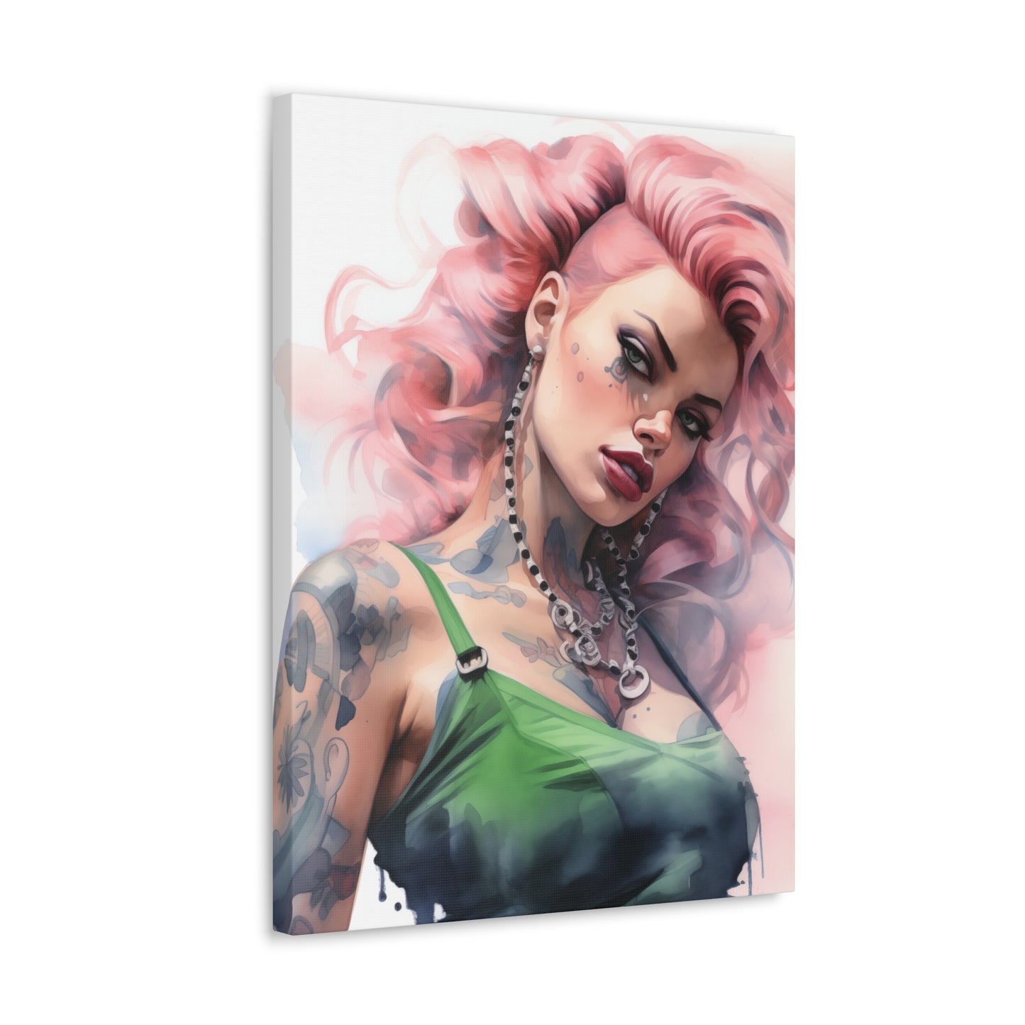 Gallery Wrapped Canvas, Edgy Tattooed Beauty, Urban Pop Art Canvas – Colette