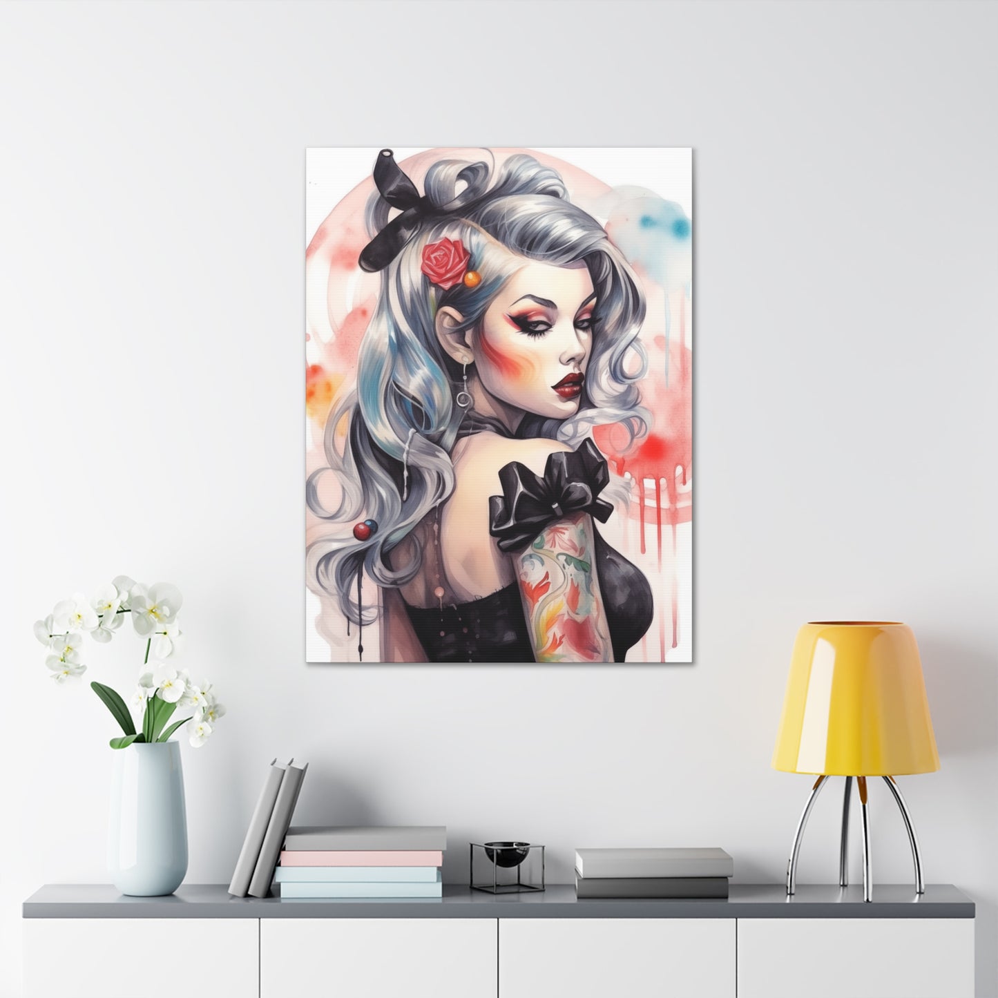 Gallery Wrapped Canvas, Edgy Tattooed Beauty, Urban Pop Art Canvas – Sabella