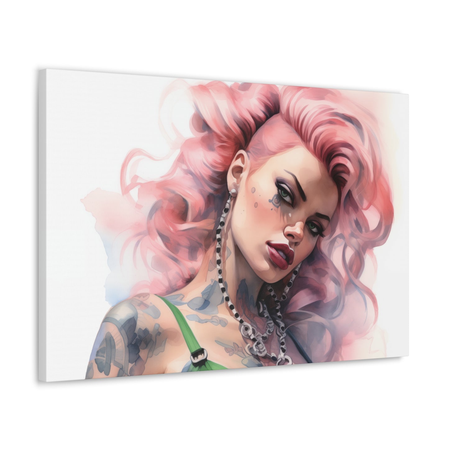 Gallery Wrapped Canvas, Edgy Tattooed Beauty, Urban Pop Art Canvas – Colette