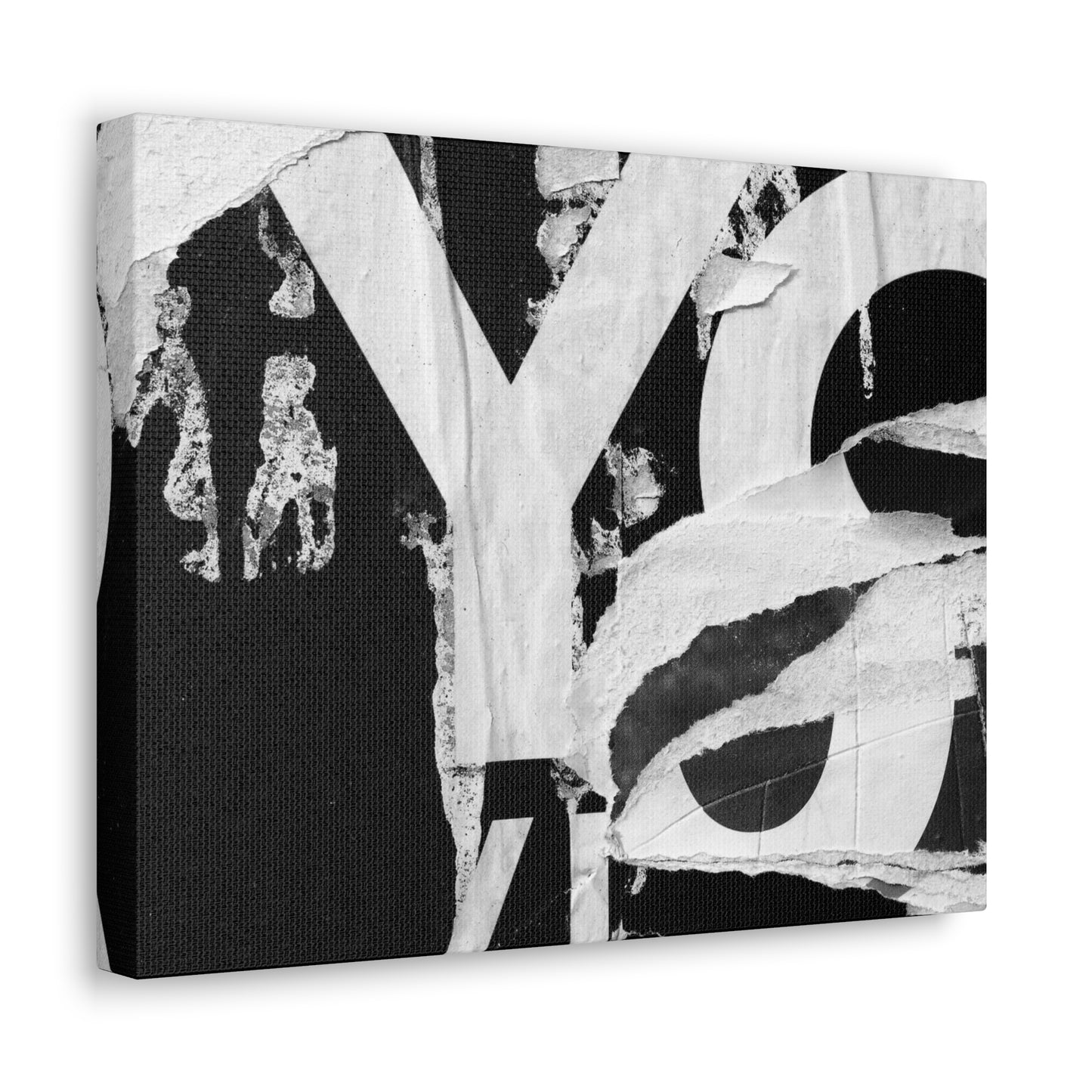 Canvas Wall Art, Gallery Wrapped Urban Street Art, Abstract Torn Poster Street Art - Black and White YO