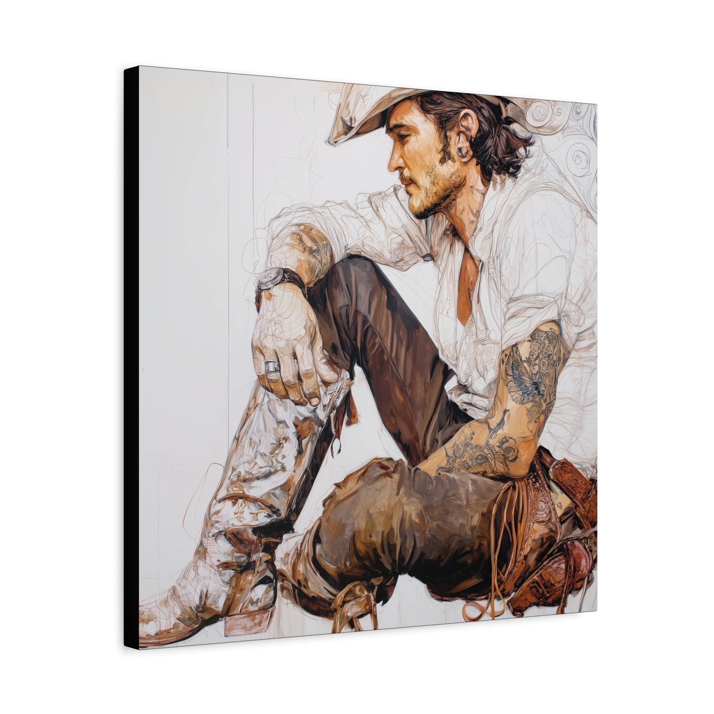Gallery Wrapped Canvas, Wranglers and Wreckage Art Canvas, Erotic Pinup Art Canvas – Boone