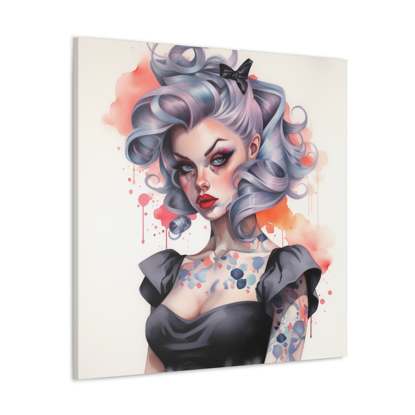 Gallery Wrapped Canvas, Edgy Tattooed Beauty, Urban Pop Art Canvas – Noelle