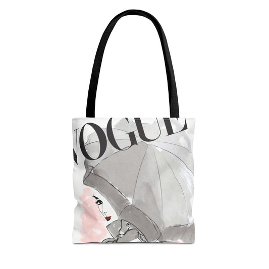 VOGUE Pink Umbrella Tote Bag - Fashion Canvas Tote Bag - Designer Inspired Tote