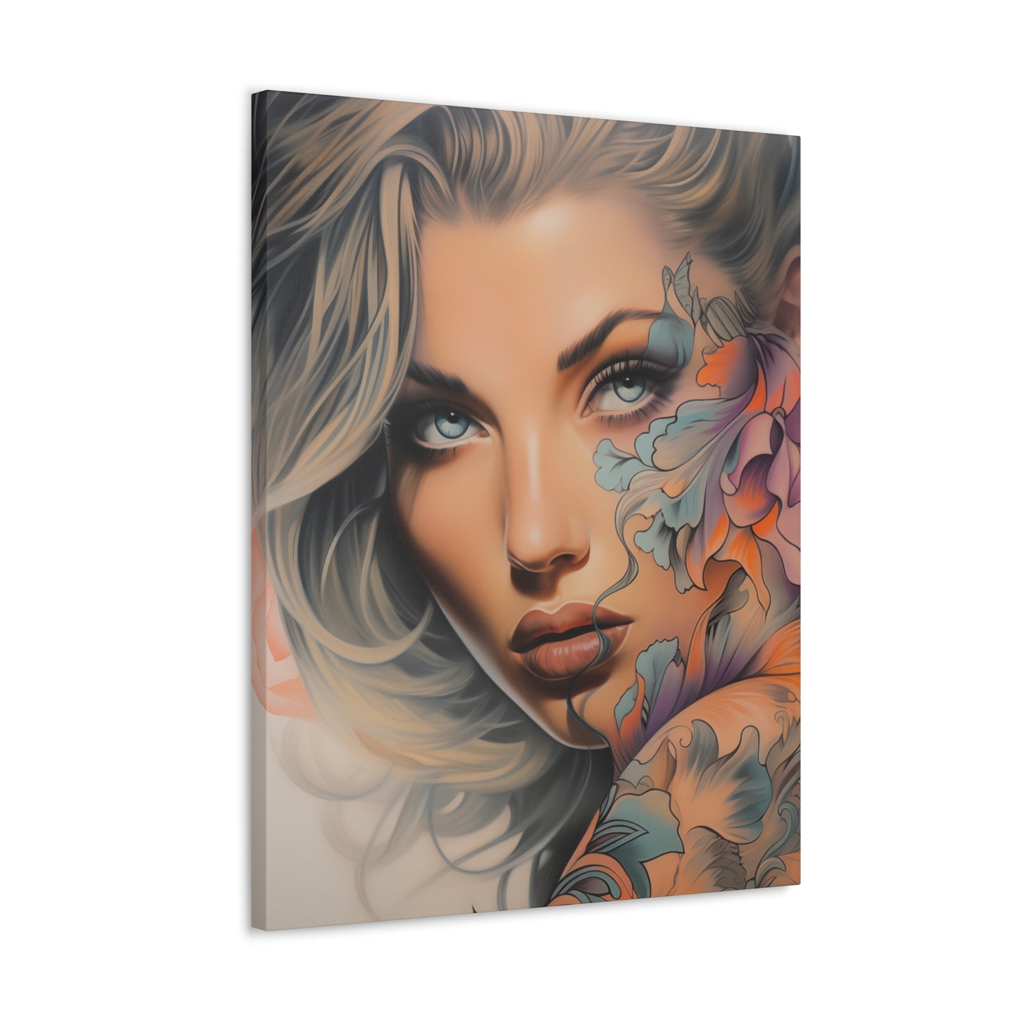 Gallery Wrapped Canvas, Edgy Tattooed Beauty, Urban Pop Art Canvas – Bella