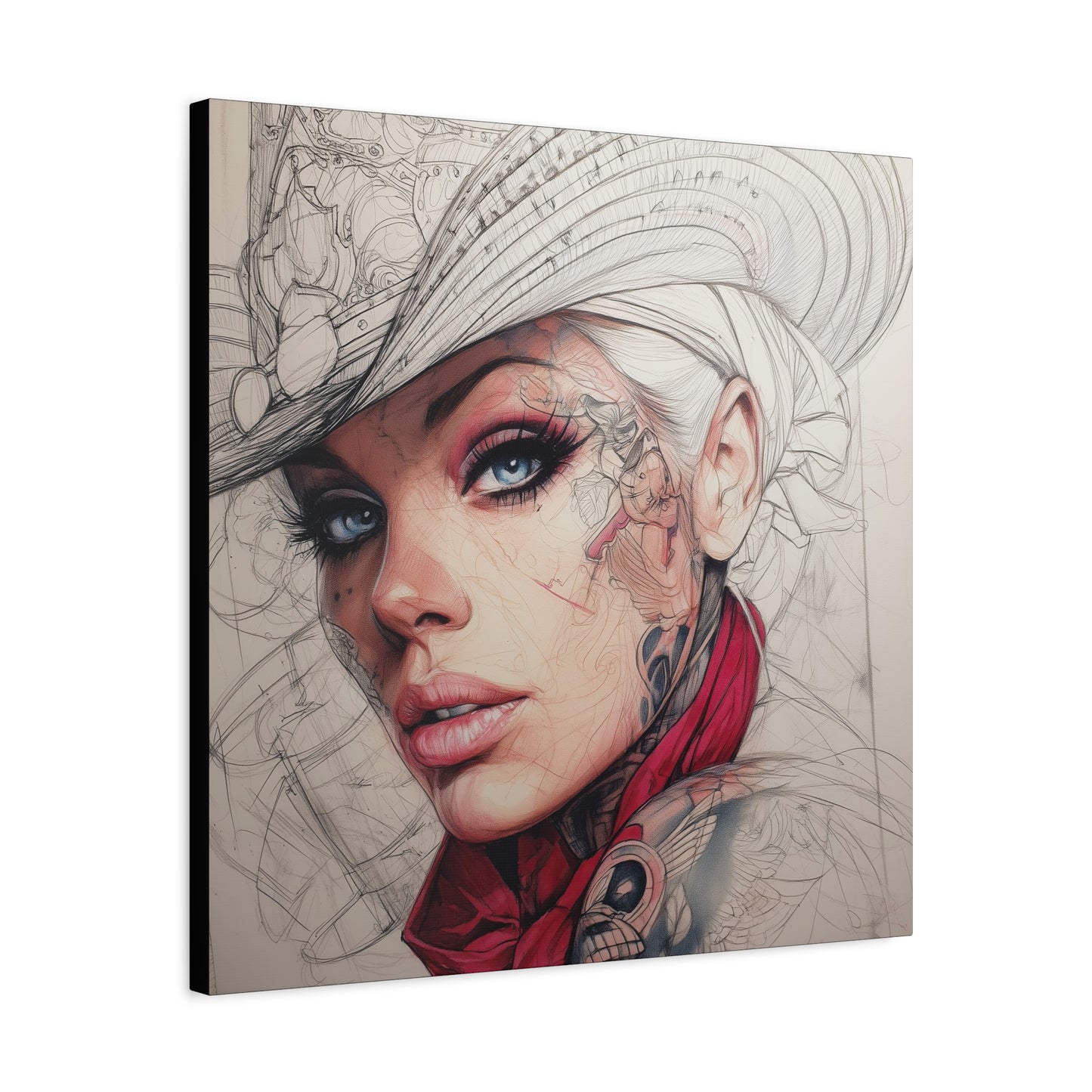 Gallery Wrapped Canvas, Wranglers and Wreckage Art Canvas, Erotic Pinup Art Canvas – Pearl