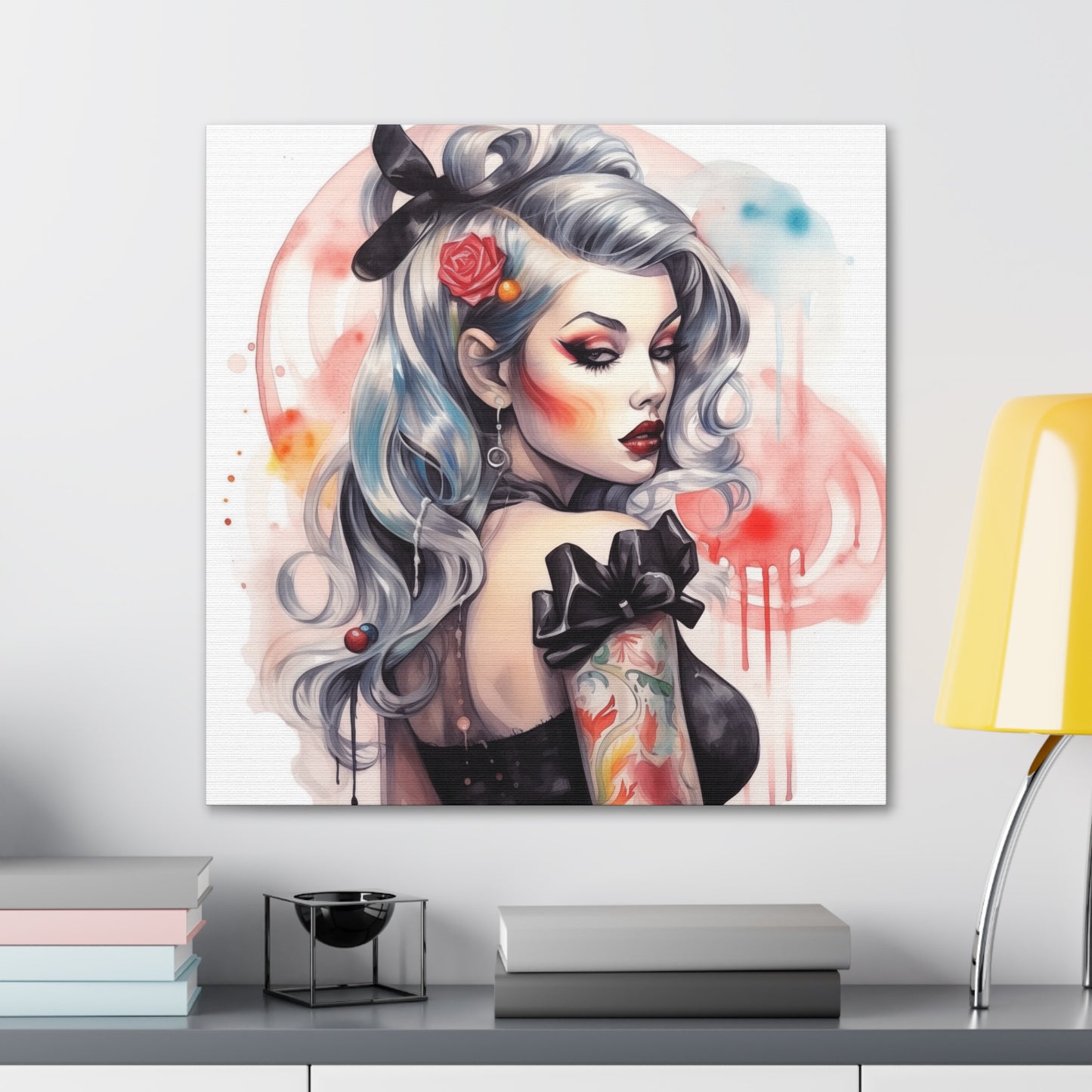 Gallery Wrapped Canvas, Edgy Tattooed Beauty, Urban Pop Art Canvas – Sabella