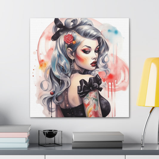 Gallery Wrapped Canvas, Edgy Tattooed Beauty, Urban Pop Art Canvas – Sabella
