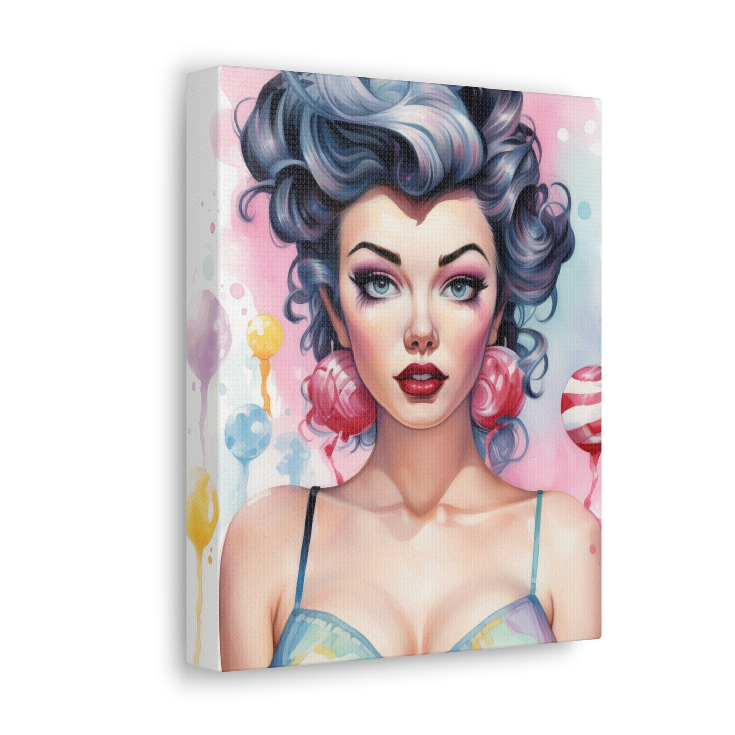 Canvas Gallery Wrapped High-Fashion Wall Art, Stylish Decor, Retro Femme Doll Pop Art – Poppy