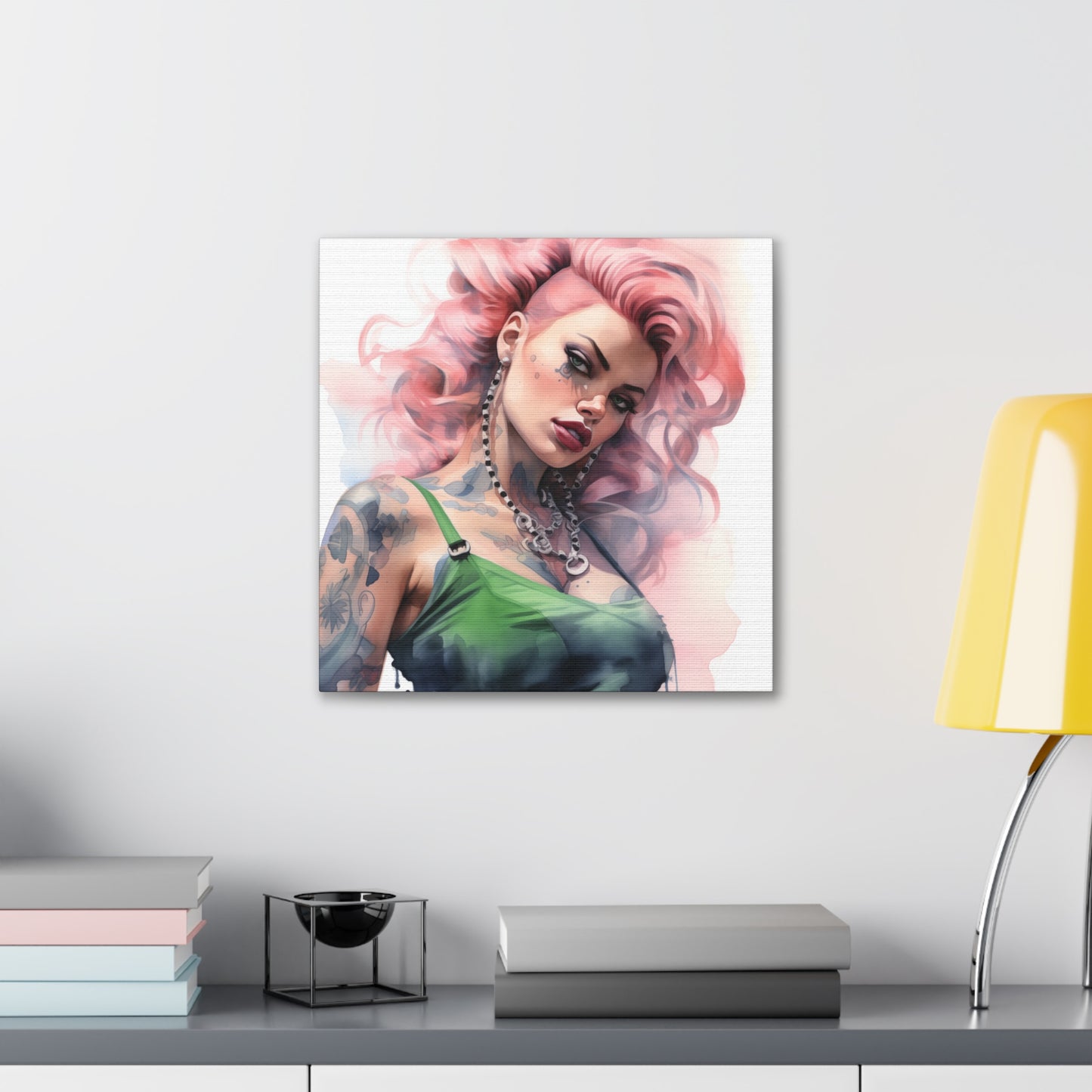 Gallery Wrapped Canvas, Edgy Tattooed Beauty, Urban Pop Art Canvas – Colette