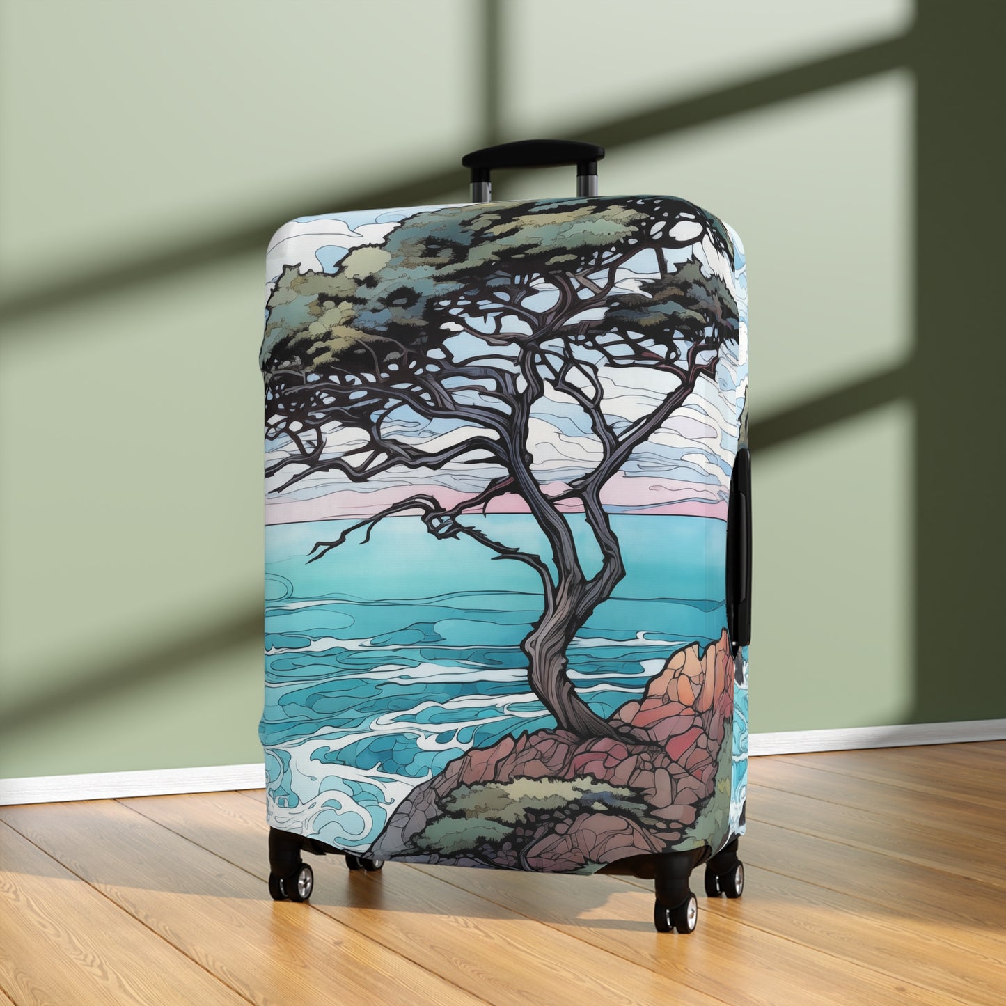 Travel Inspired Luggage Cover - Carmel by the Sea - Cypress Tree