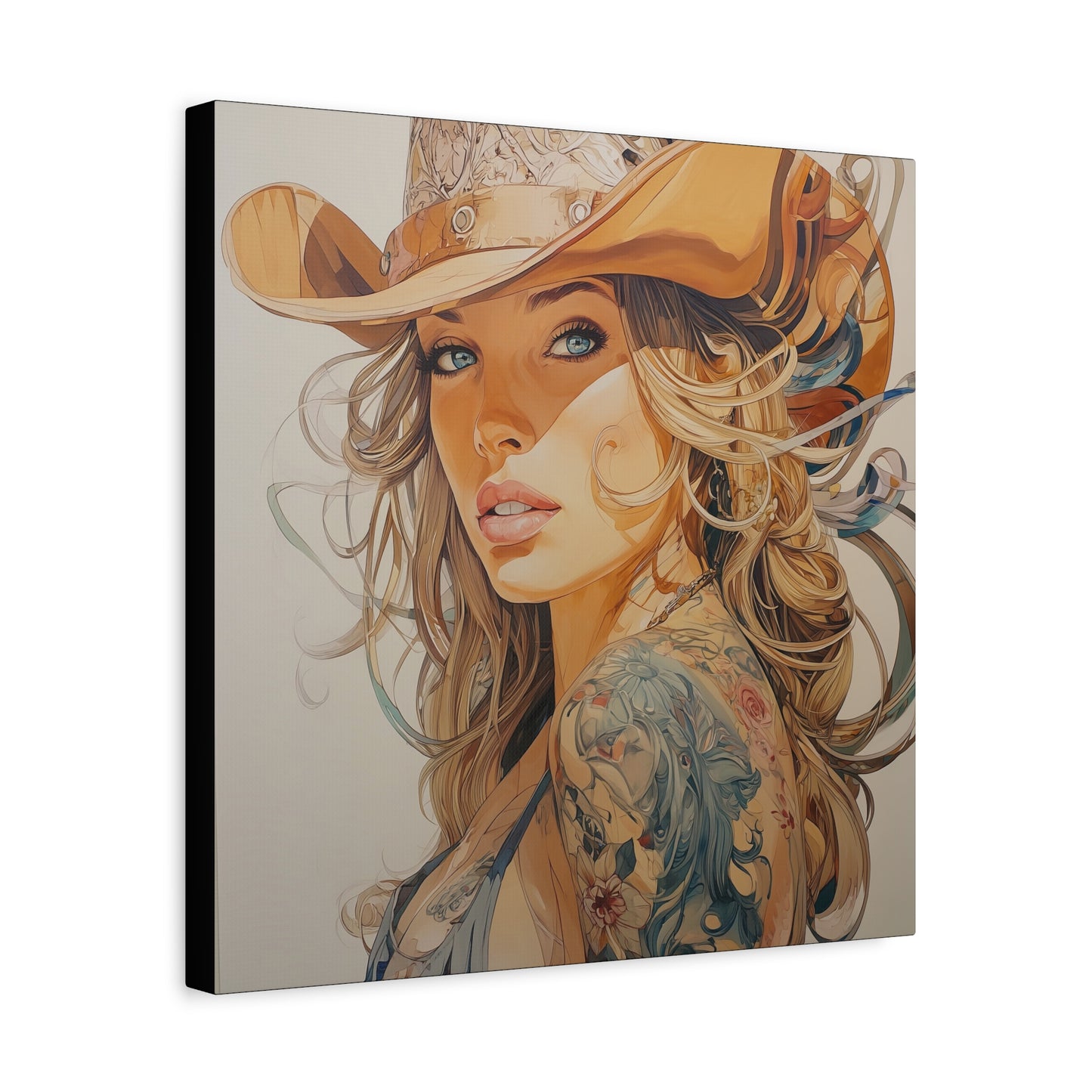Gallery Wrapped Canvas, Wranglers and Wreckage Art Canvas, Erotic Pinup Art Canvas – Annie