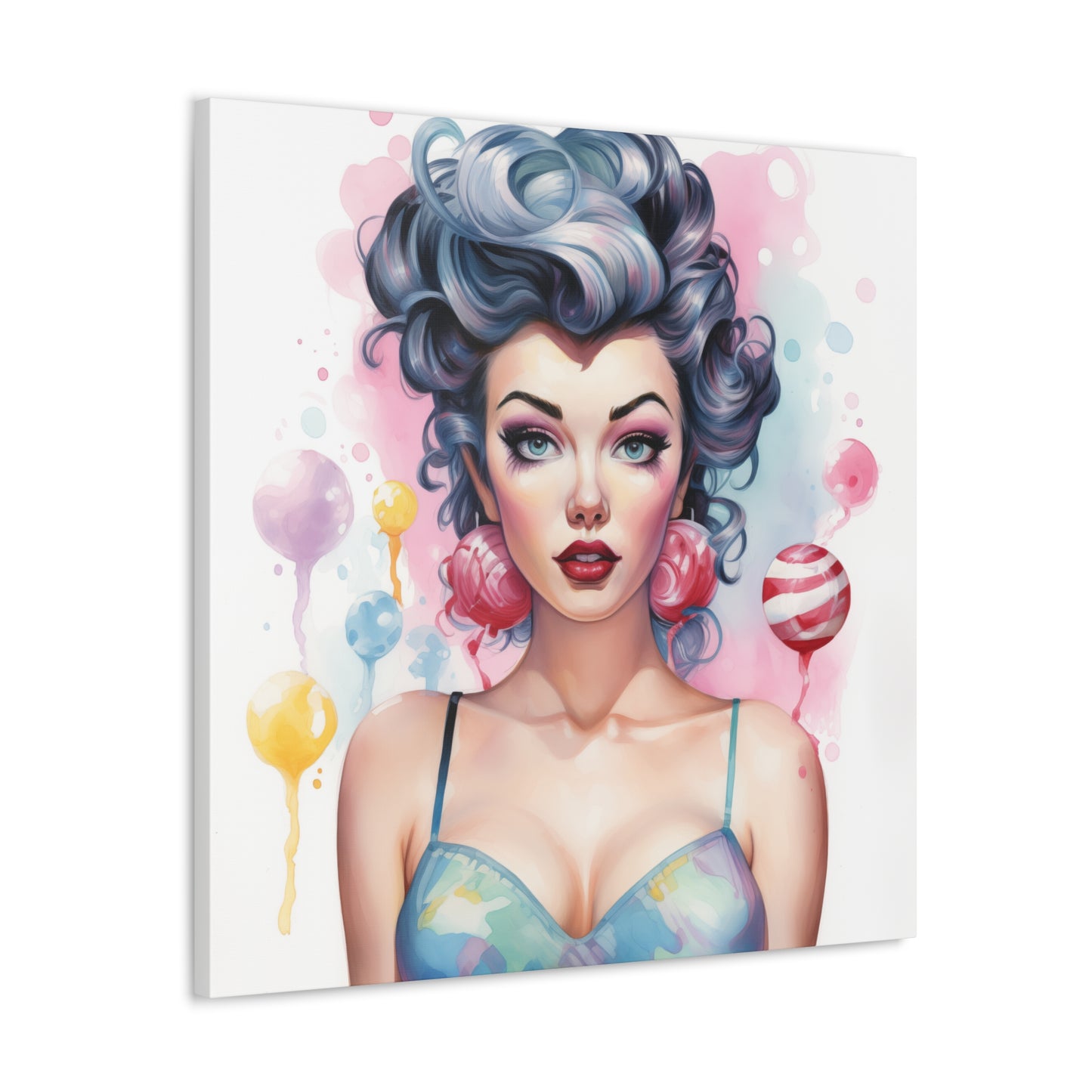 Canvas Gallery Wrapped High-Fashion Wall Art, Stylish Decor, Retro Femme Doll Pop Art – Poppy