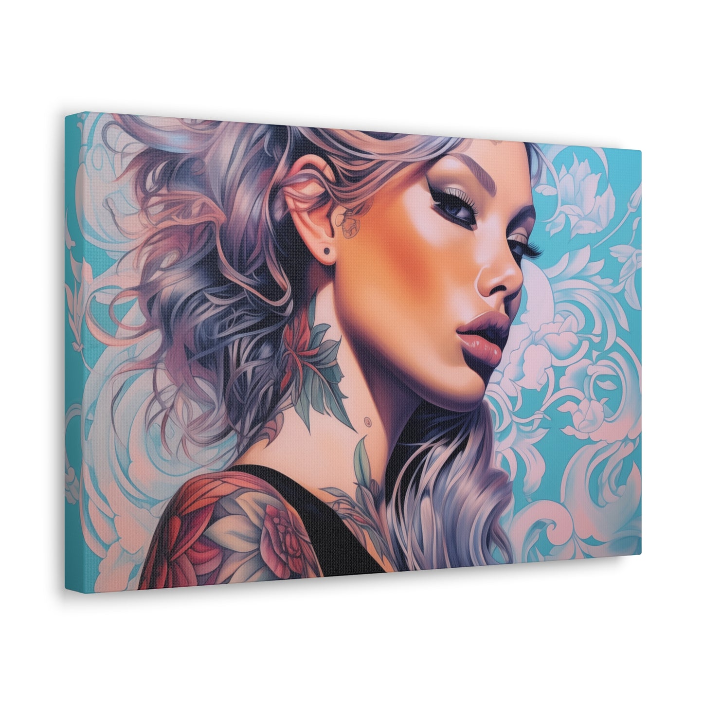 Gallery Wrapped Canvas, Edgy Tattooed Beauty, Urban Pop Art Canvas – Arabella