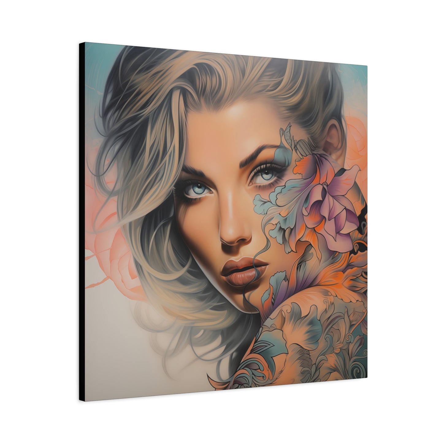 Gallery Wrapped Canvas, Edgy Tattooed Beauty, Urban Pop Art Canvas – Bella