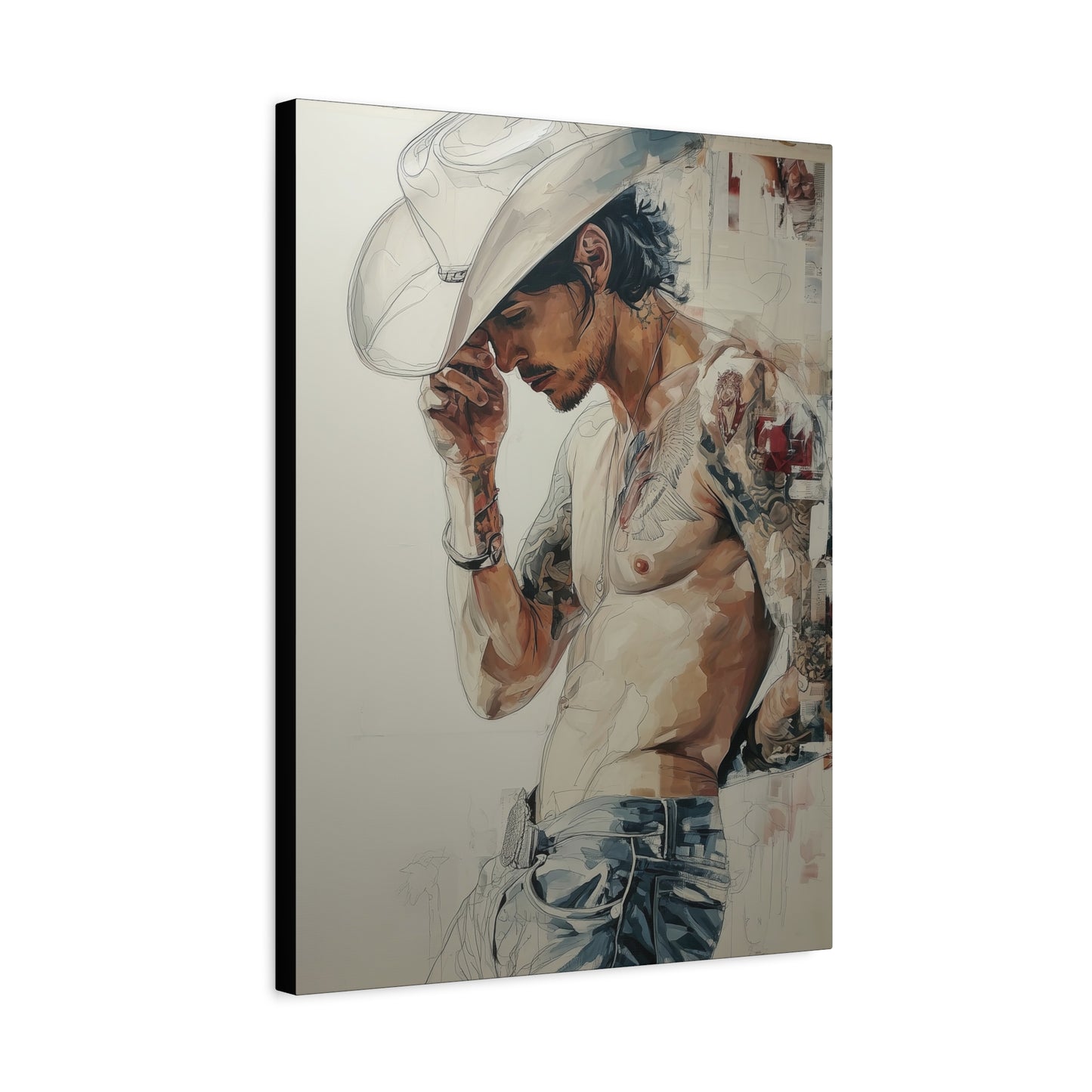 Gallery Wrapped Canvas, Wranglers and Wreckage Art Canvas, Erotic Pinup Art Canvas – Silas
