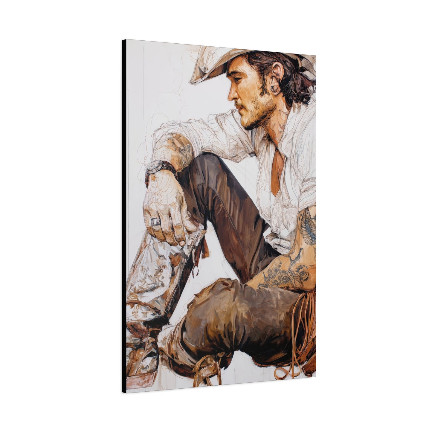 Gallery Wrapped Canvas, Wranglers and Wreckage Art Canvas, Erotic Pinup Art Canvas – Boone