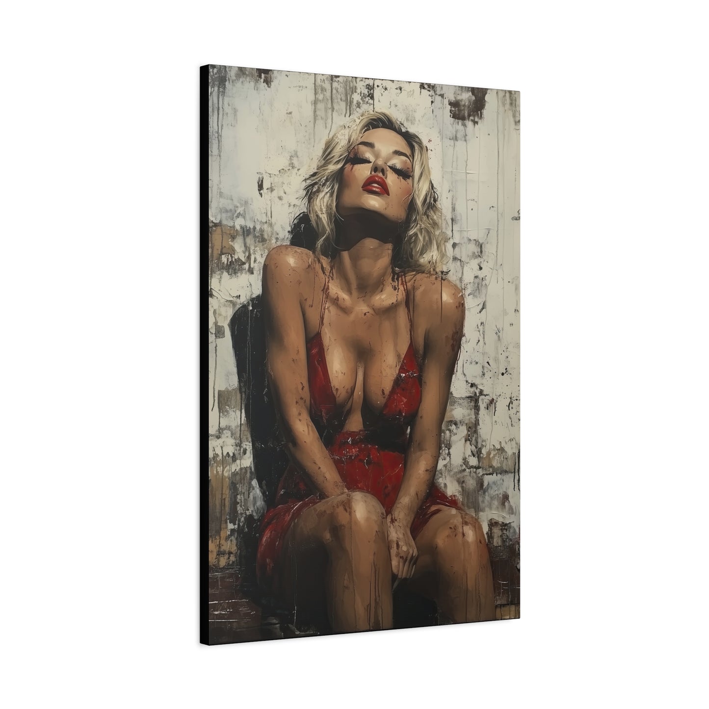 Gallery Wrapped Canvas, Guilt and Grit Adult Art Canvas, Erotic Pinup Art Canvas – Amara