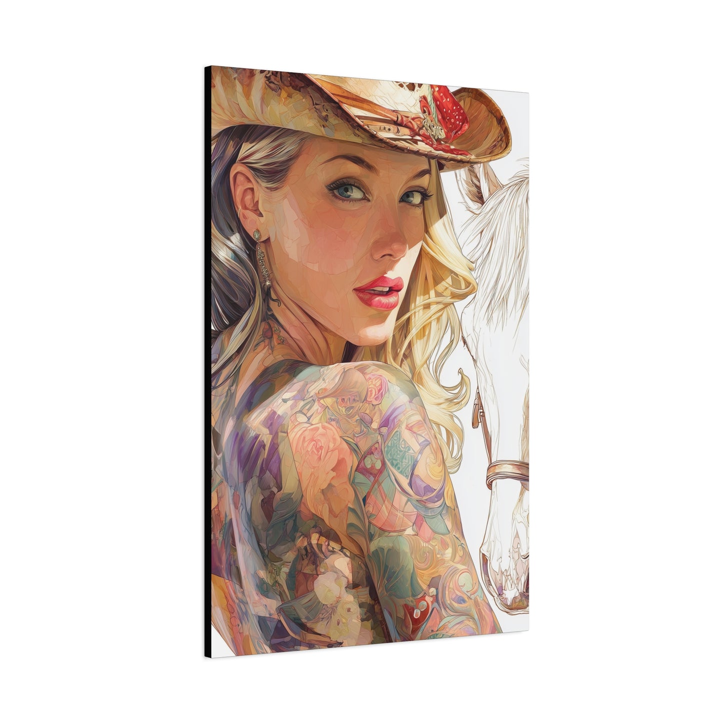 Gallery Wrapped Canvas, Wranglers and Wreckage Art Canvas, Erotic Pinup Art Canvas – Denver