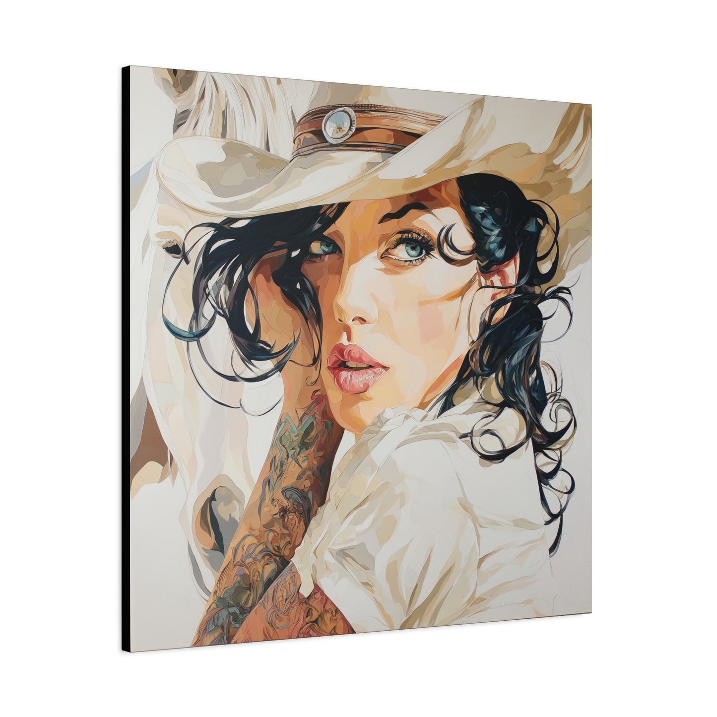 Gallery Wrapped Canvas, Wranglers and Wreckage Art Canvas, Erotic Pinup Art Canvas – Lacey