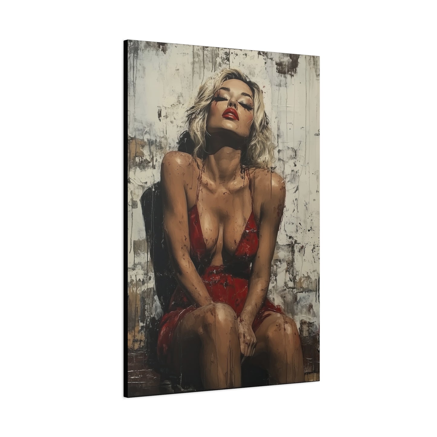 Gallery Wrapped Canvas, Guilt and Grit Adult Art Canvas, Erotic Pinup Art Canvas – Amara