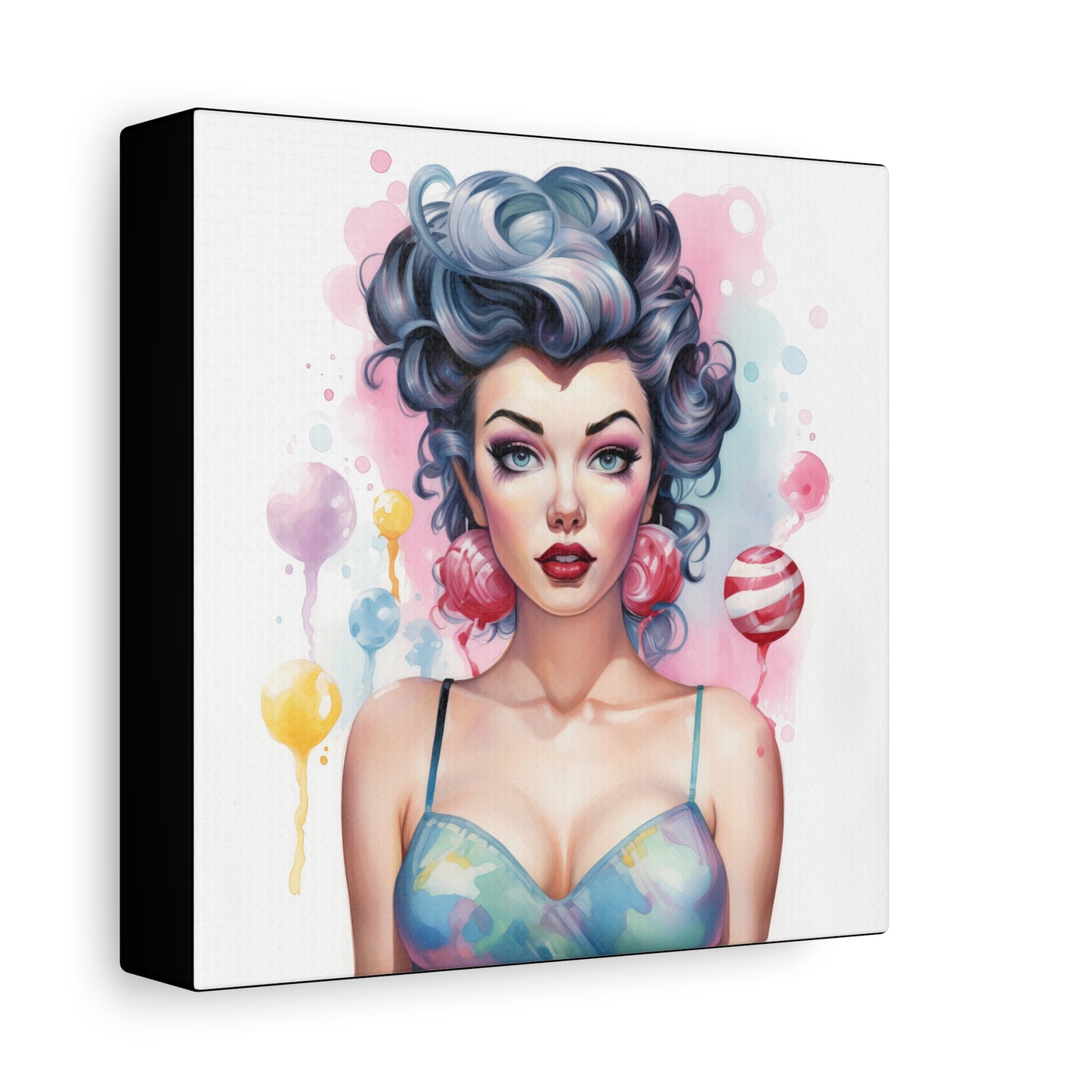 Canvas Gallery Wrapped High-Fashion Wall Art, Stylish Decor, Retro Femme Doll Pop Art – Poppy