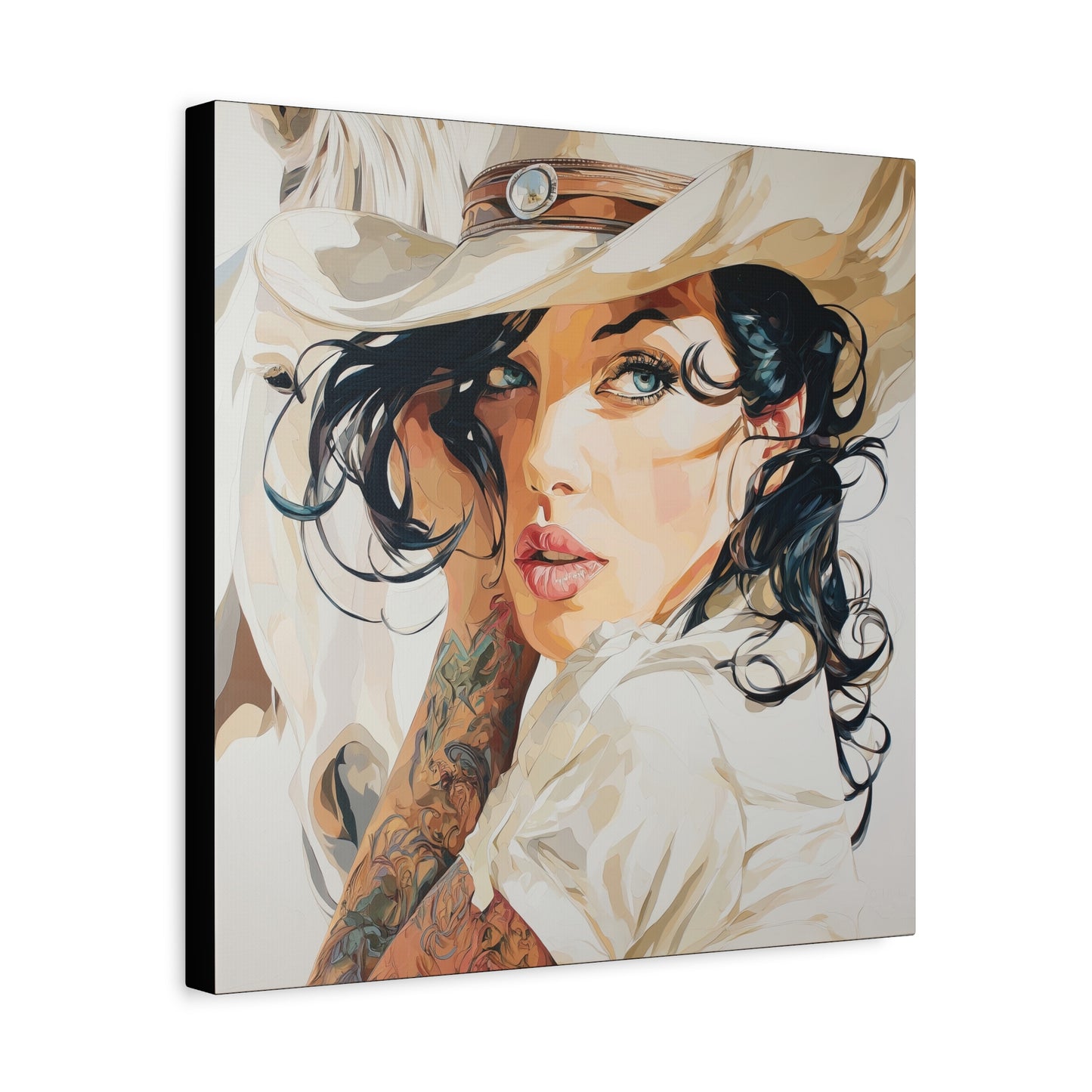 Gallery Wrapped Canvas, Wranglers and Wreckage Art Canvas, Erotic Pinup Art Canvas – Lacey