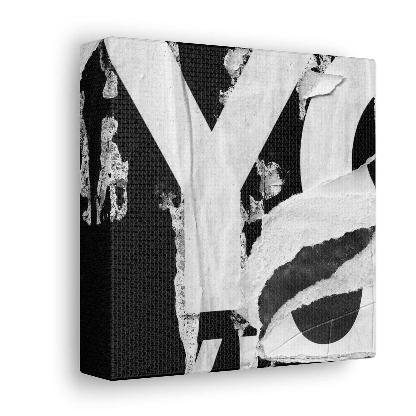 Canvas Wall Art, Gallery Wrapped Urban Street Art, Abstract Torn Poster Street Art - Black and White YO