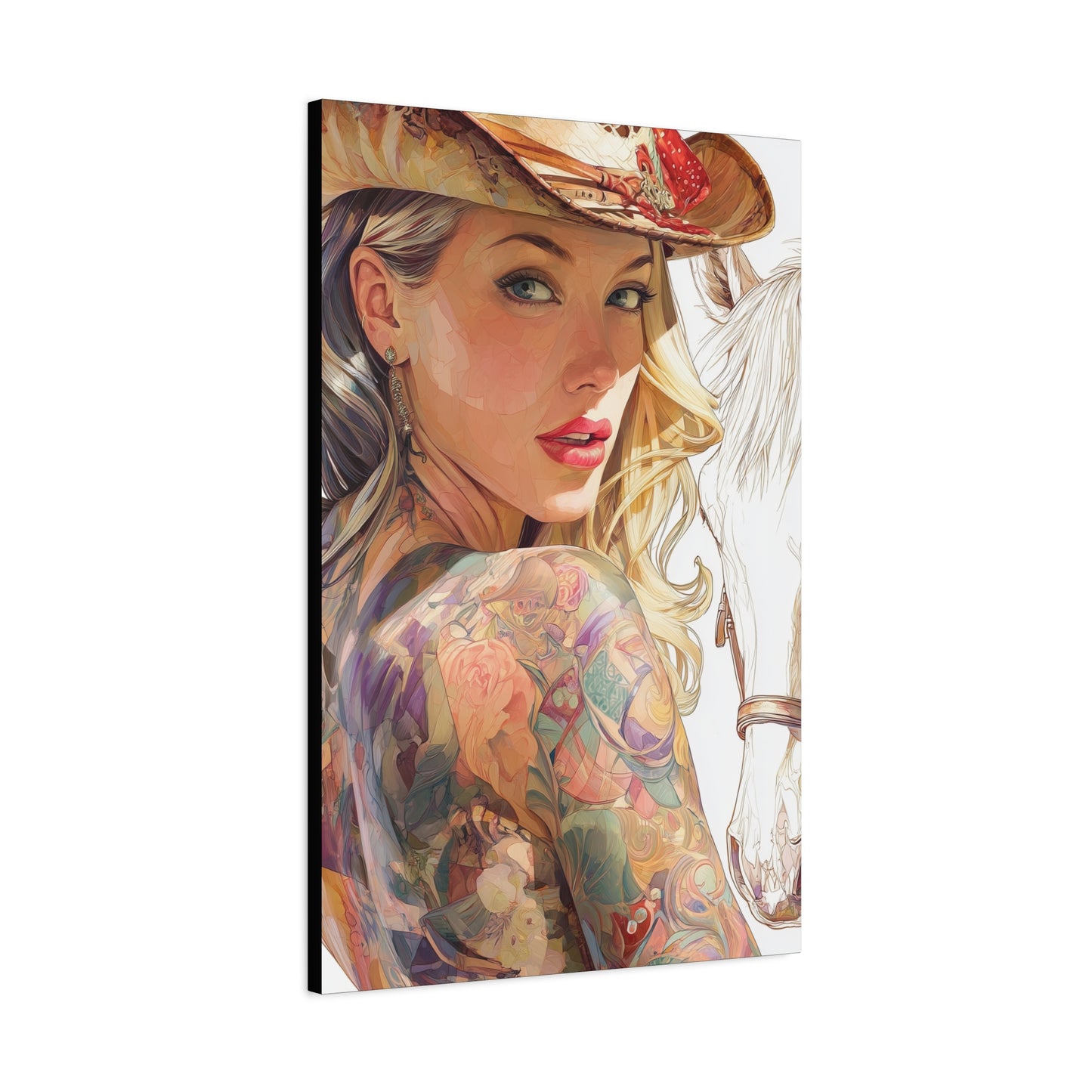 Gallery Wrapped Canvas, Wranglers and Wreckage Art Canvas, Erotic Pinup Art Canvas – Denver