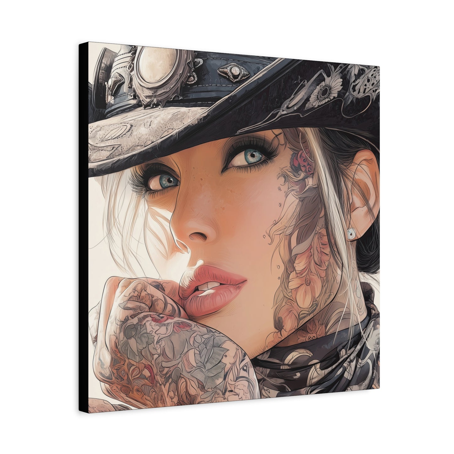 Gallery Wrapped Canvas, Wranglers and Wreckage Art Canvas, Erotic Pinup Art Canvas – Raine