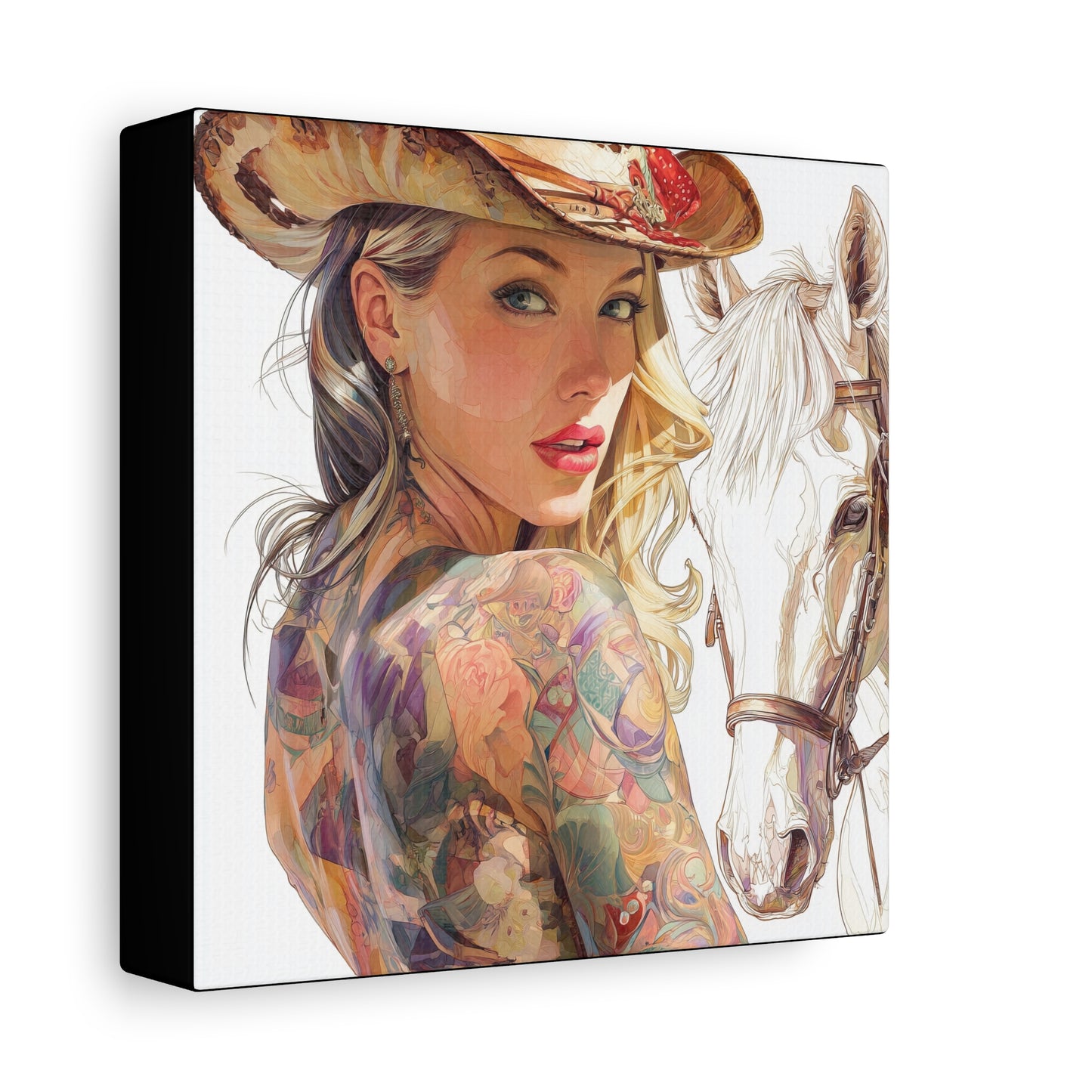 Gallery Wrapped Canvas, Wranglers and Wreckage Art Canvas, Erotic Pinup Art Canvas – Denver