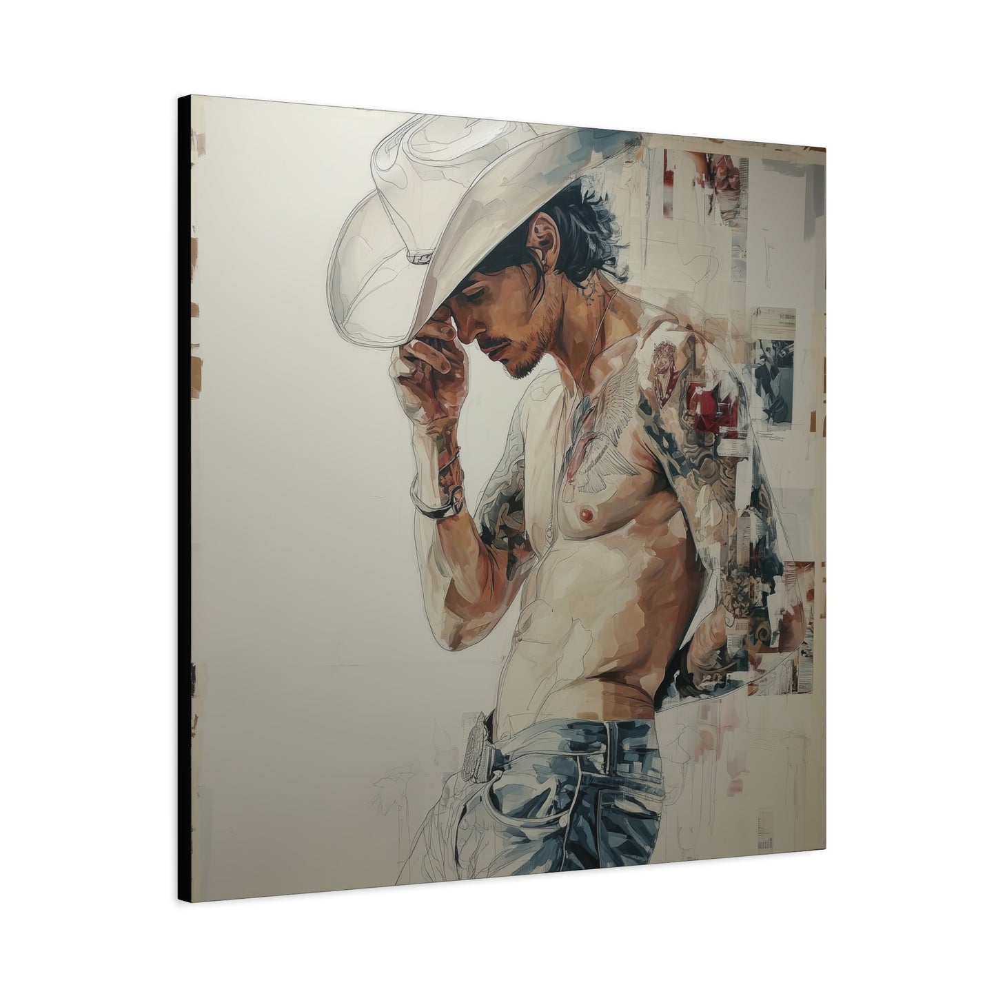 Gallery Wrapped Canvas, Wranglers and Wreckage Art Canvas, Erotic Pinup Art Canvas – Silas