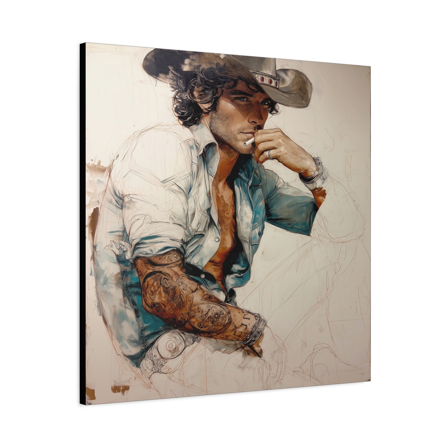 Gallery Wrapped Canvas, Wranglers and Wreckage Art Canvas, Erotic Pinup Art Canvas – Chase